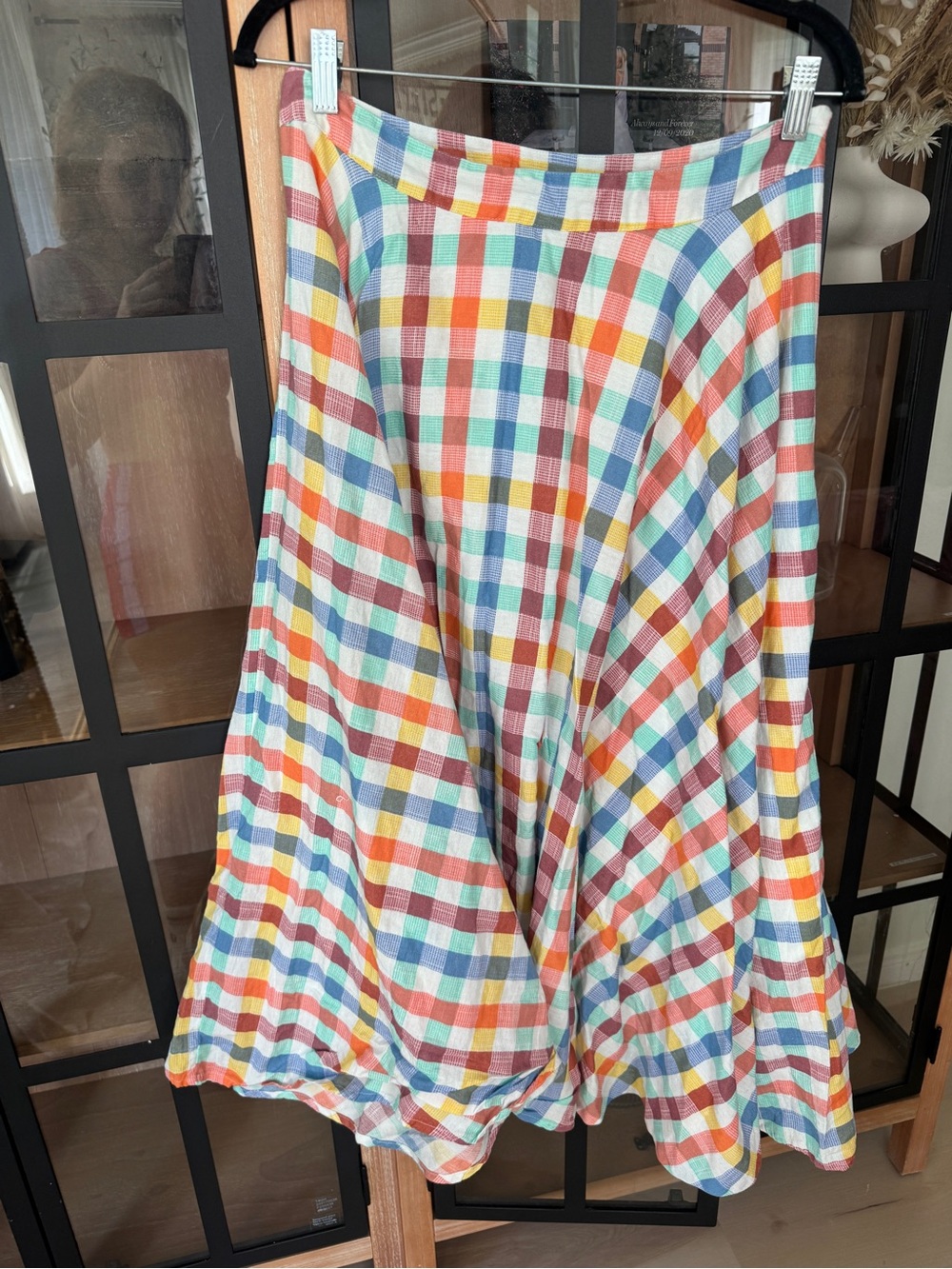 Maeve Anthropologie Plaid Skirt Evelyn Cotton Midi Checkered colorful maxi - Picture 5 of 6